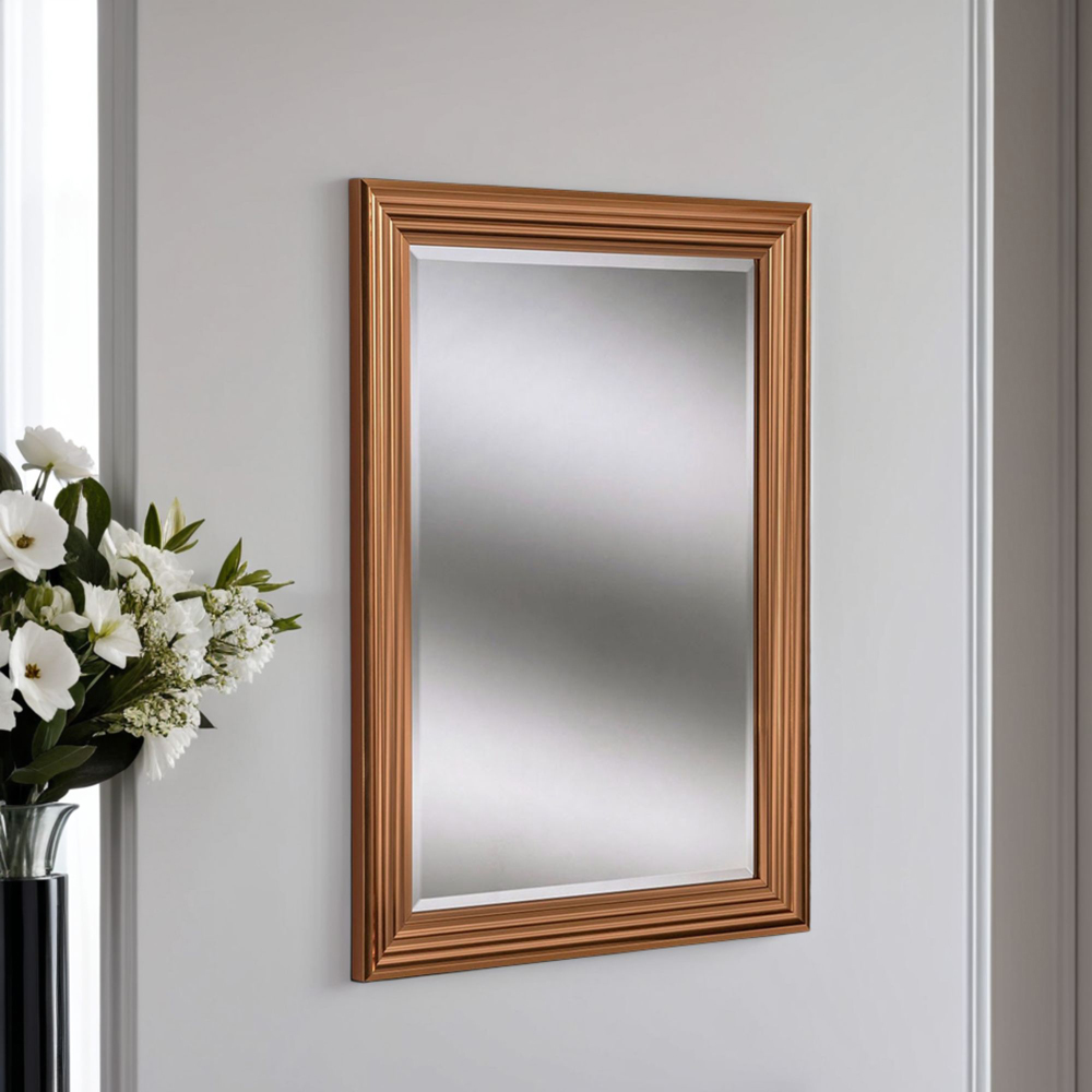 Yearn Copper Ribbed Bevelled Framed Wall Mirror 91 x 65.5cm Image 2