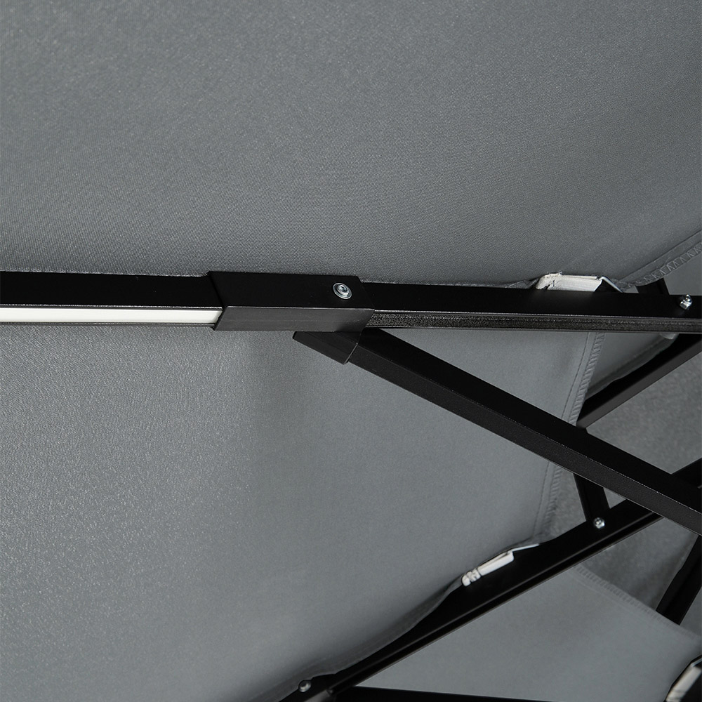 Living and Home Dark Grey 2 Tier Solar Light Cantilever Parasol 3m Image 4