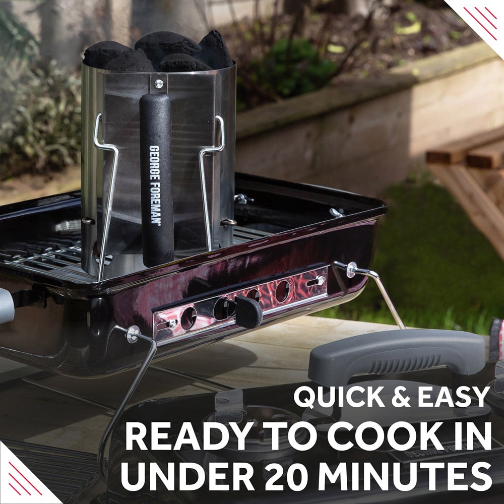 George Foreman Stainless Steel Quick Fire Compact Charcoal Chimney Starter Image 8