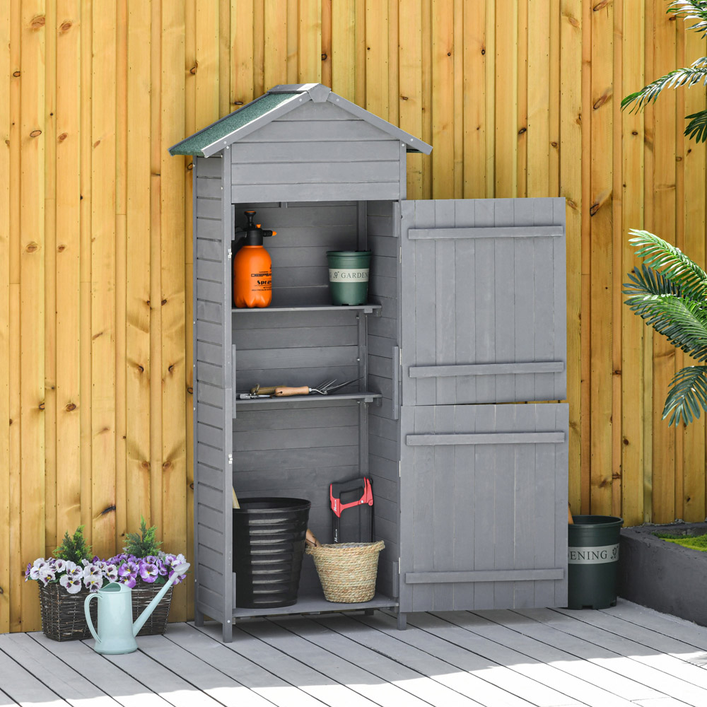 Outsunny 2.6 x 1.6ft Dark Grey Wooden Garden Shed Image 2
