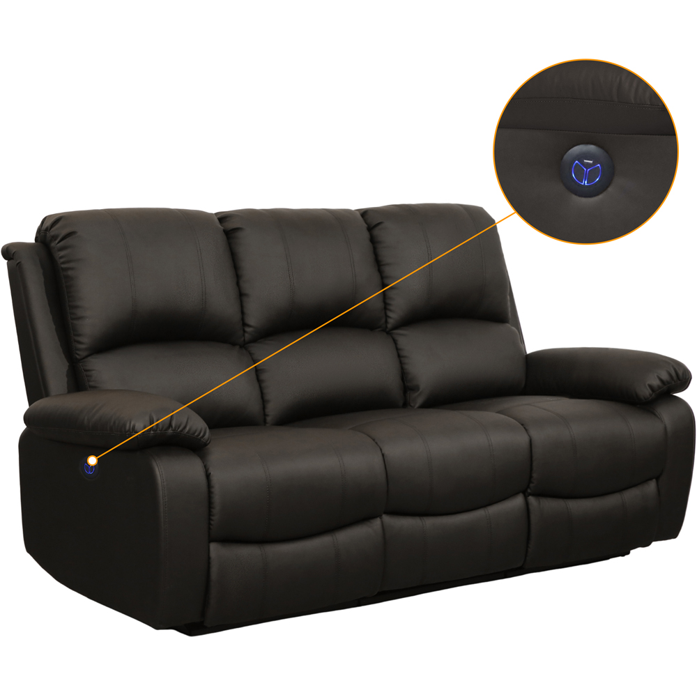 Comfy Living 3 Seater Brown PU Leather Electric Recliner Sofa Image 6
