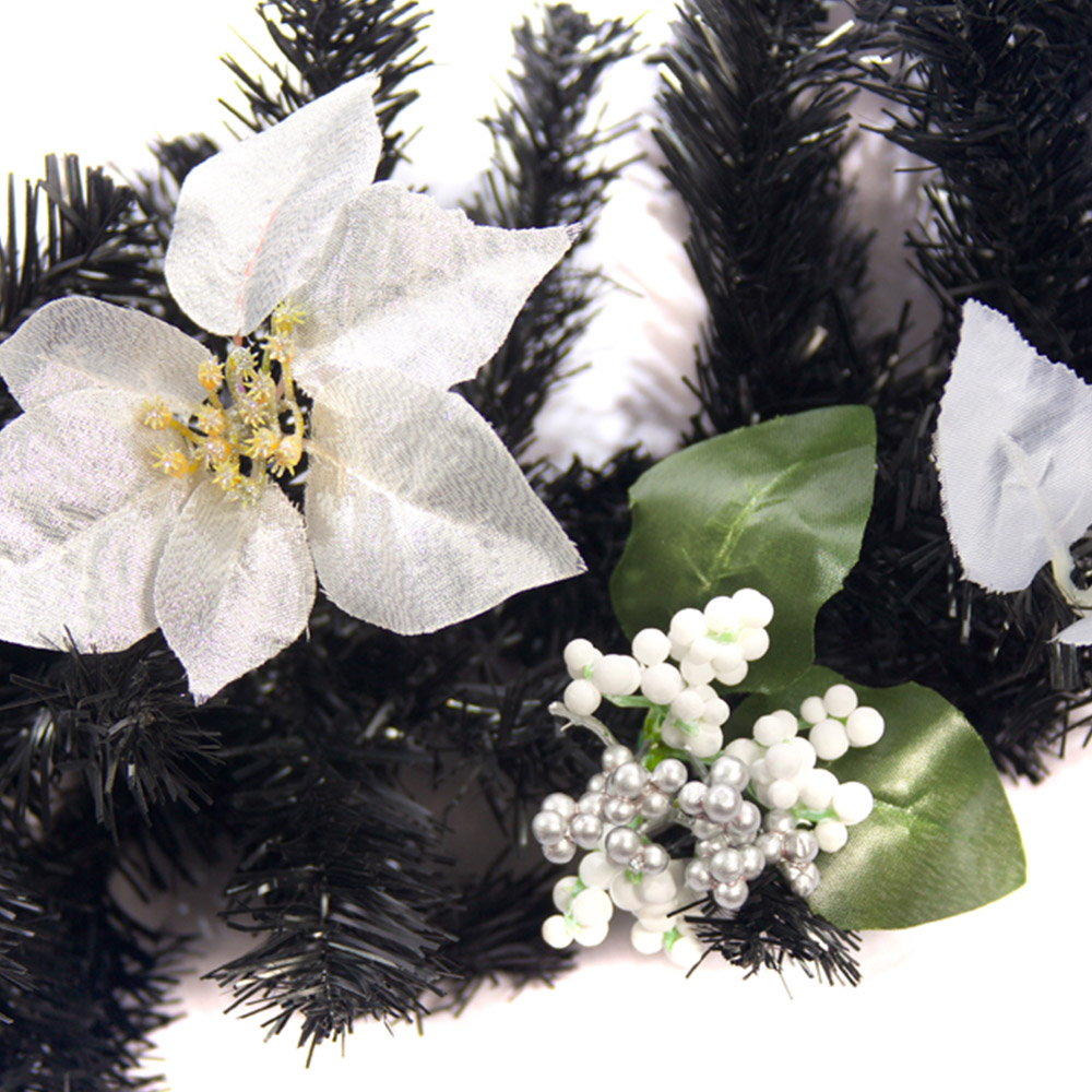 Best Artificial Black and Silver Christmas Garland 270cm Image 5