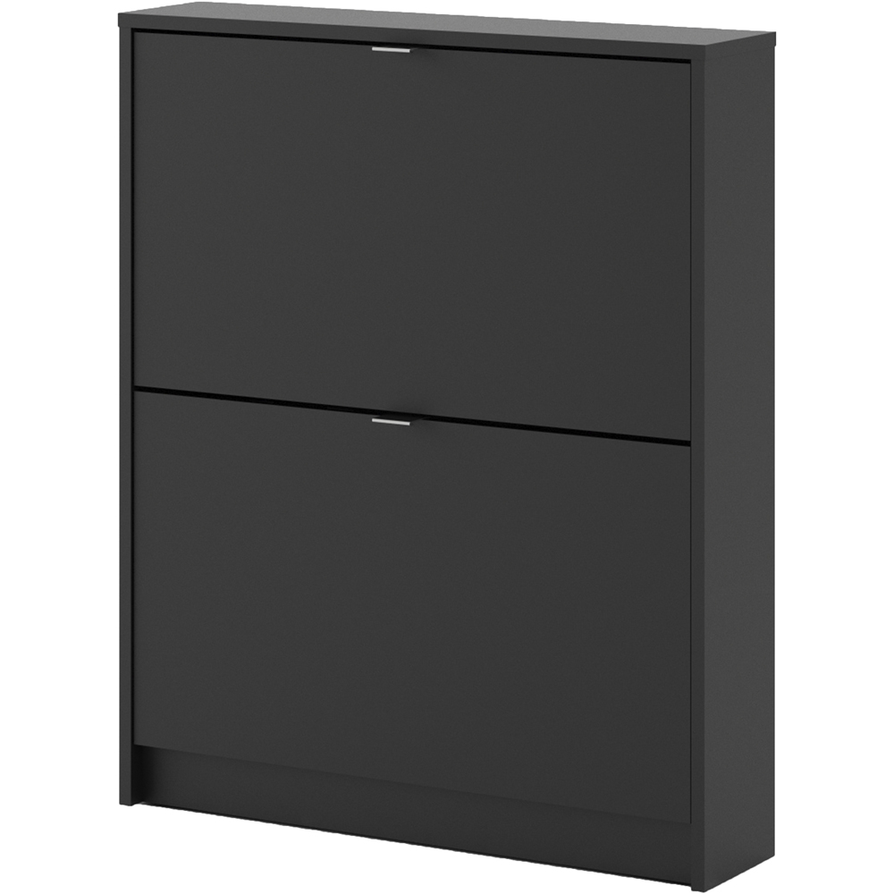 Florence Shoes 2 Flip Door Single Layer Matt Black Shoe Storage Cabinet Image 4
