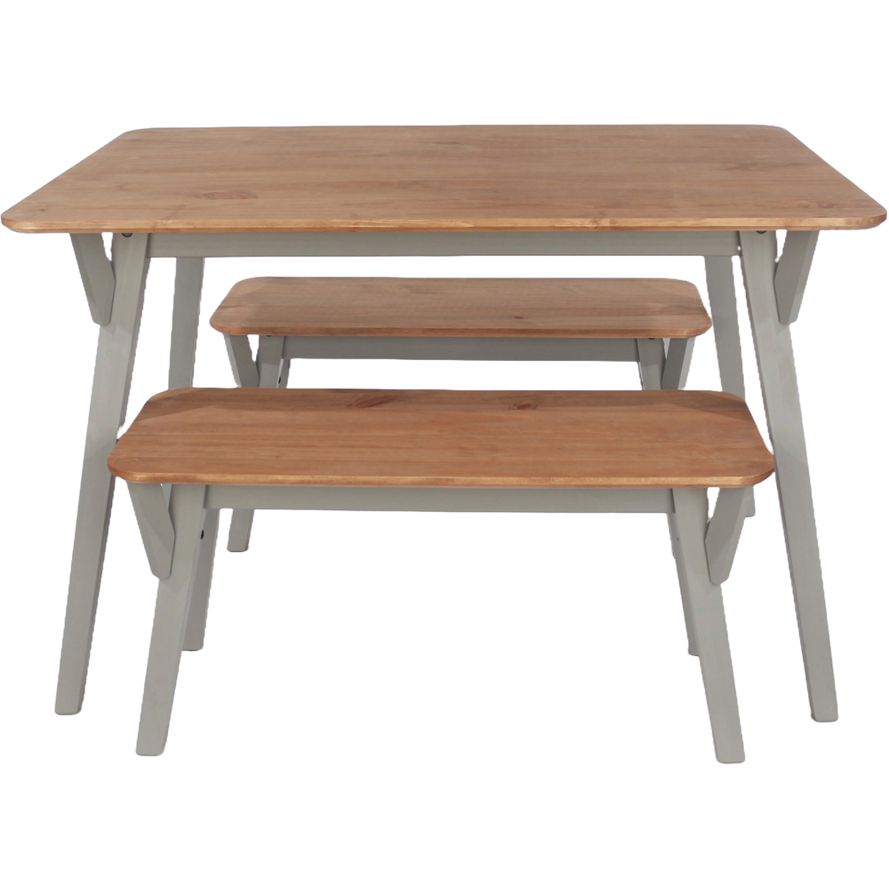 Core Products Corona 4 Seater Medium Rectangular Dining Table Bench Set Grey Image 4