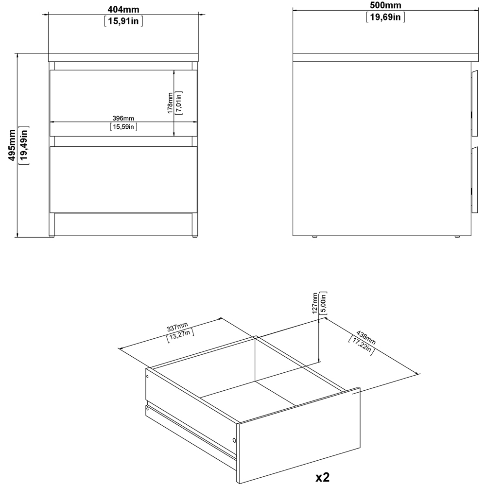 Florence Naia 2 Drawer Jackson Hickory Bedside Table Image 9