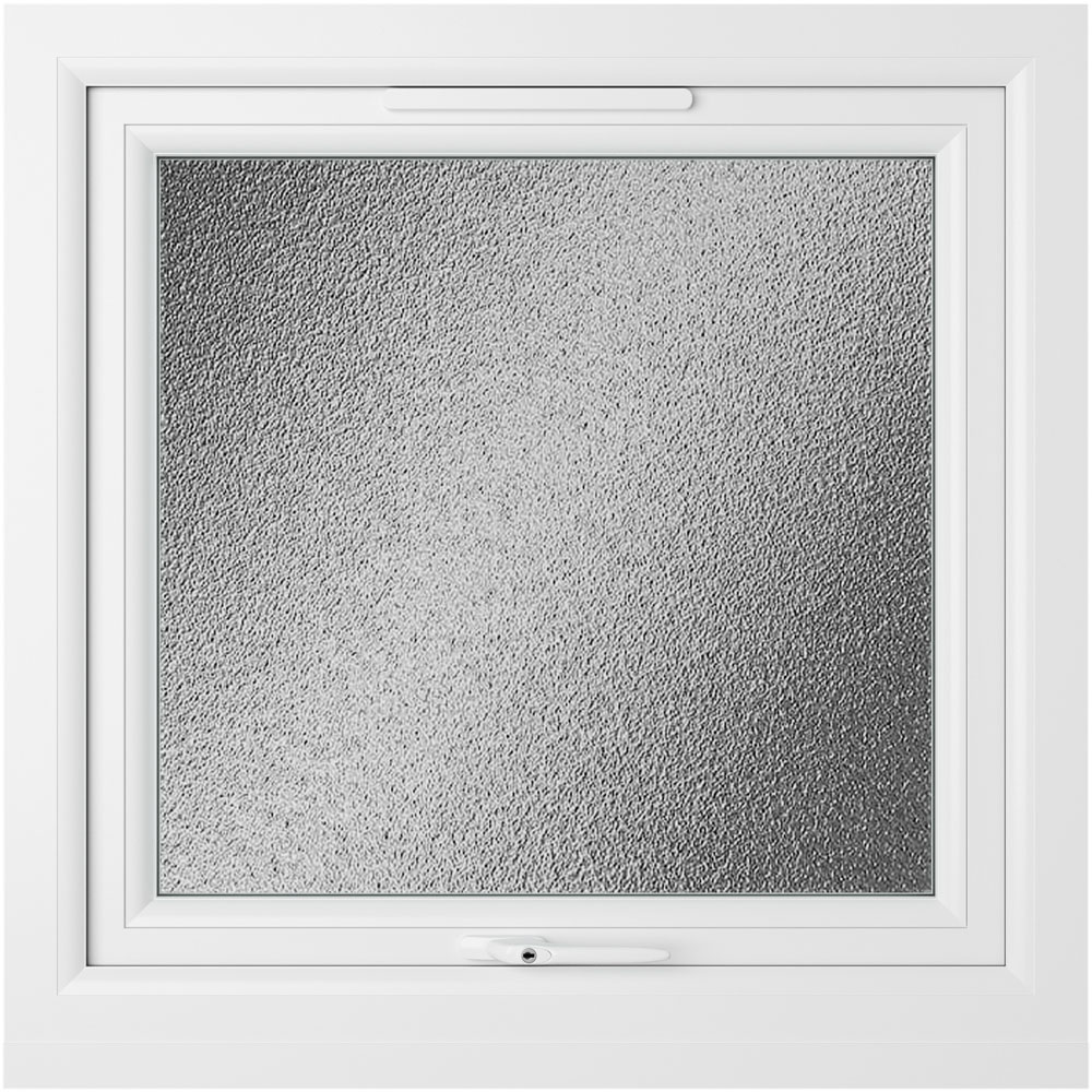 Crystal uPVC Double Glazed Window Top Hung Opener White Obscure Glass 610x610mm Image 2