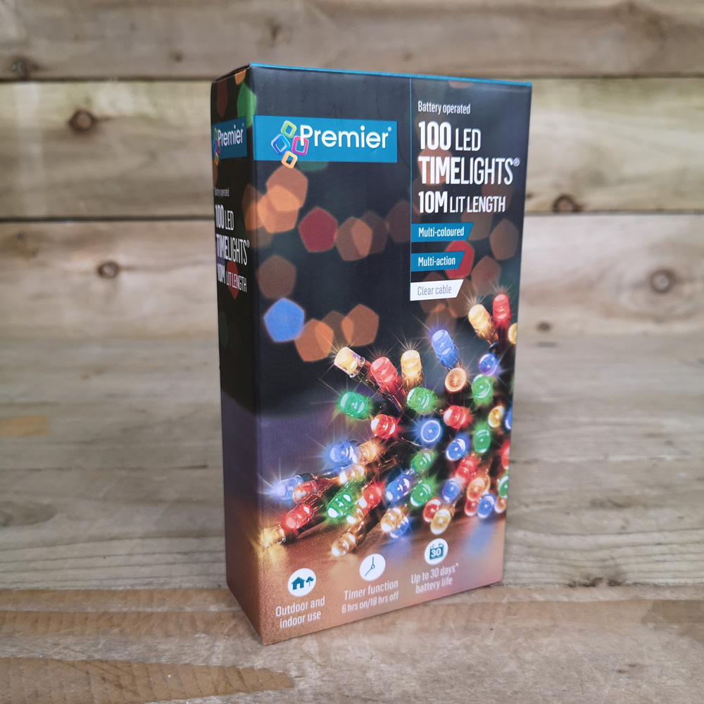 Premier TimeLights 100 Multicolour LED Multi-Function Clear Cable String Light 10m Image 6