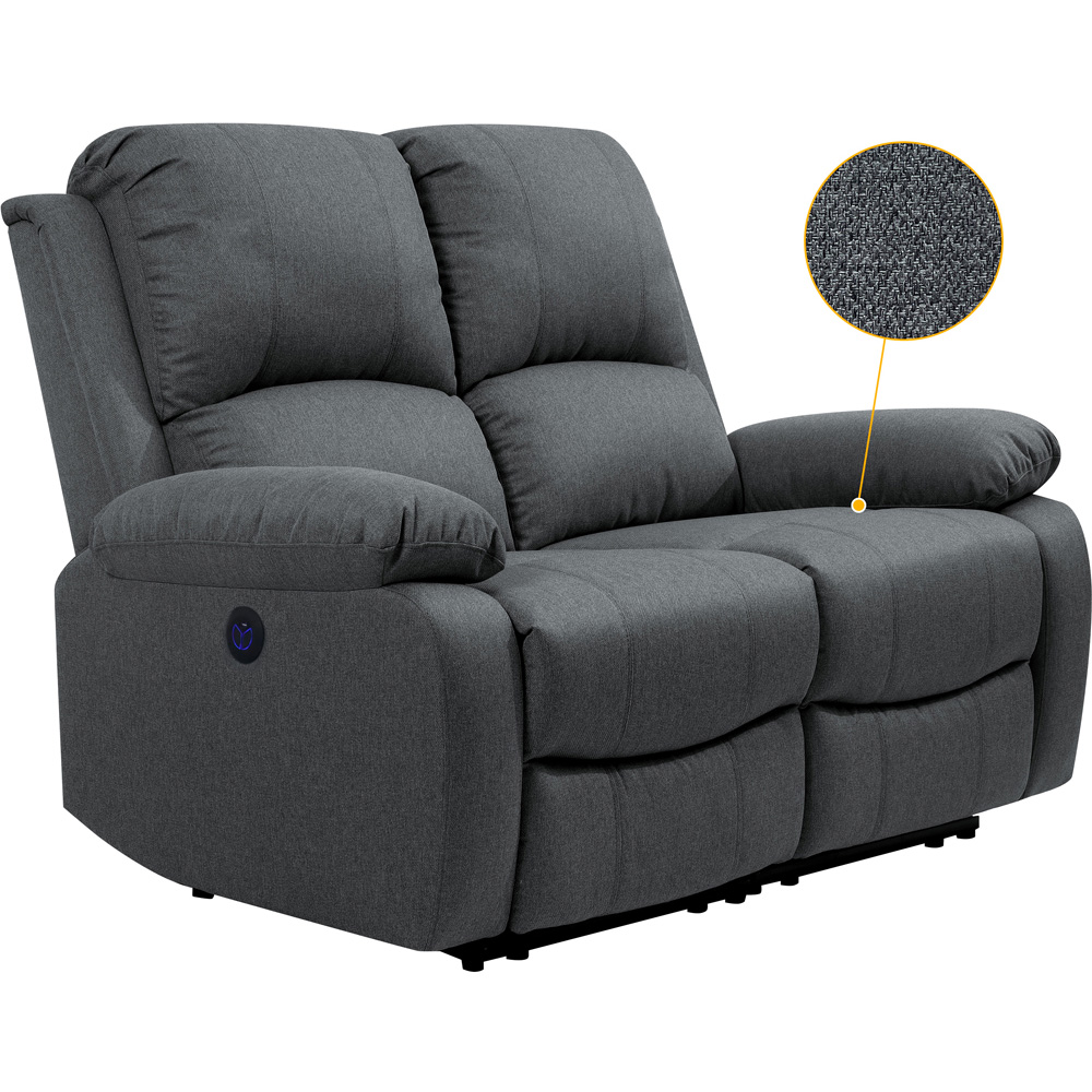 Comfy Living 5 Seater Dark Grey Linen Electric Recliner Sofa Set Image 4