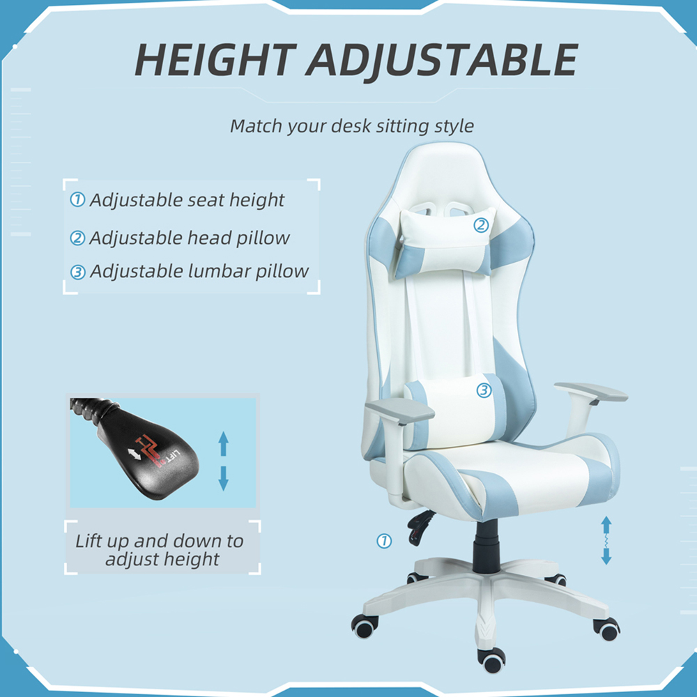 Portland Blue Faux Leather Adult Gaming Chair with 3D Armrests Image 4