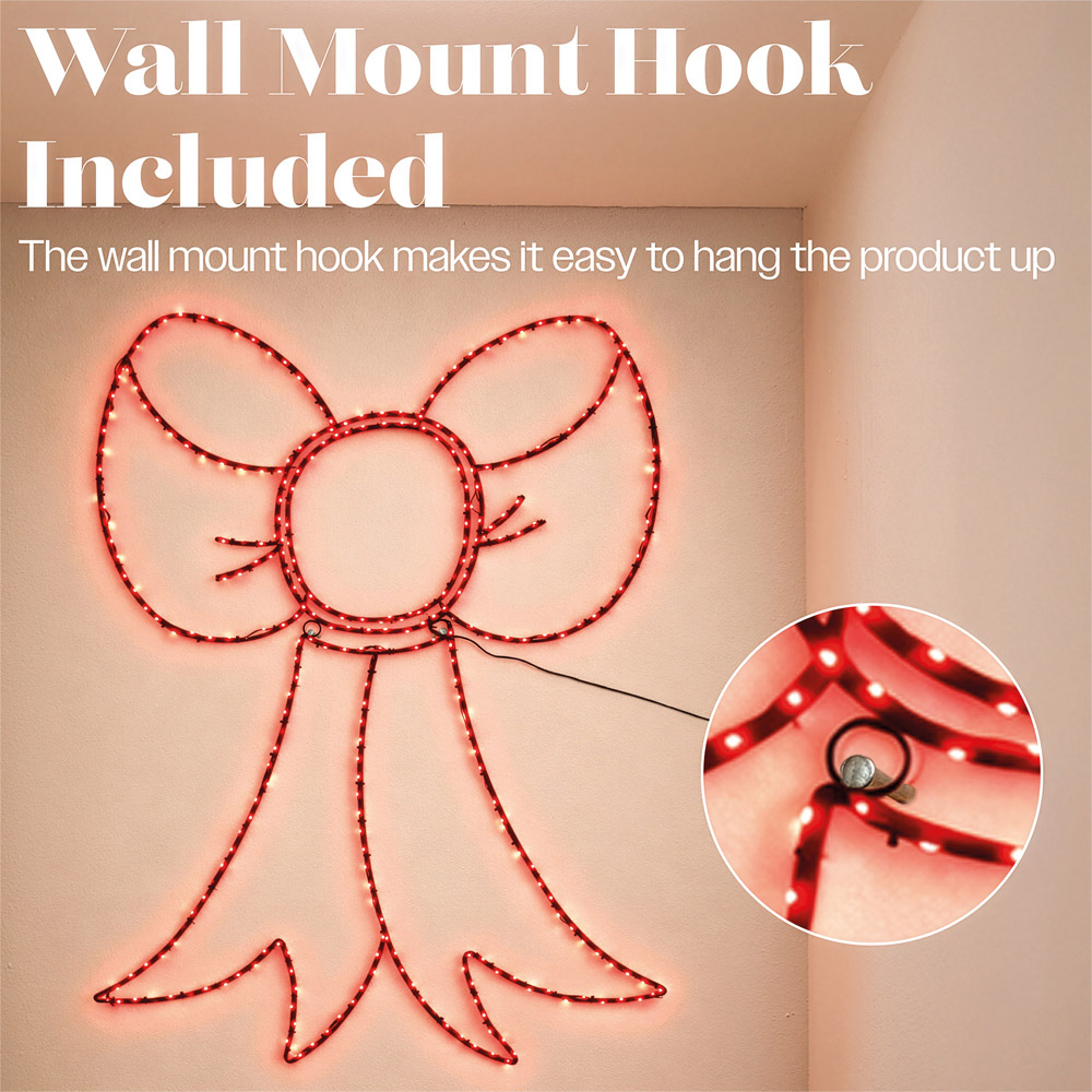 Xmas Haus 316 Red Micro LED Metal Bow Silhouette Christmas Decoration 75cm Image 5