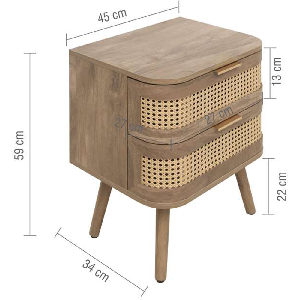 Birlea Noah 2 Door Rattan Effect Bedside Table Image 9