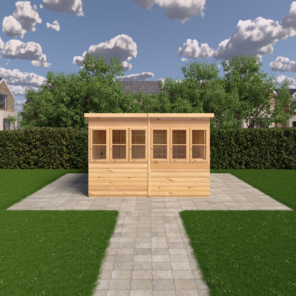 Shire 10 x 6ft Shiplap Style A Sun Pent Shed Image 5