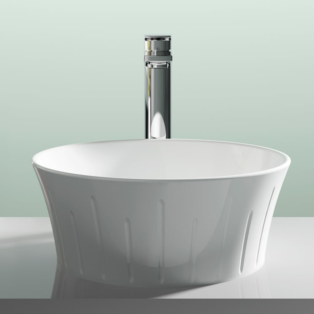 nuie White 0 Tap Hole Round Vessel 360mm Image 2