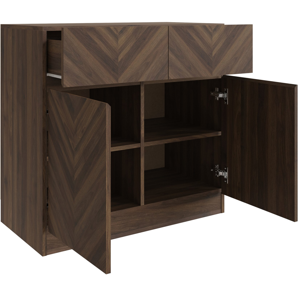 GFW Catania 2 Door 2 Drawer Royal Walnut Compact Sideboard Image 3