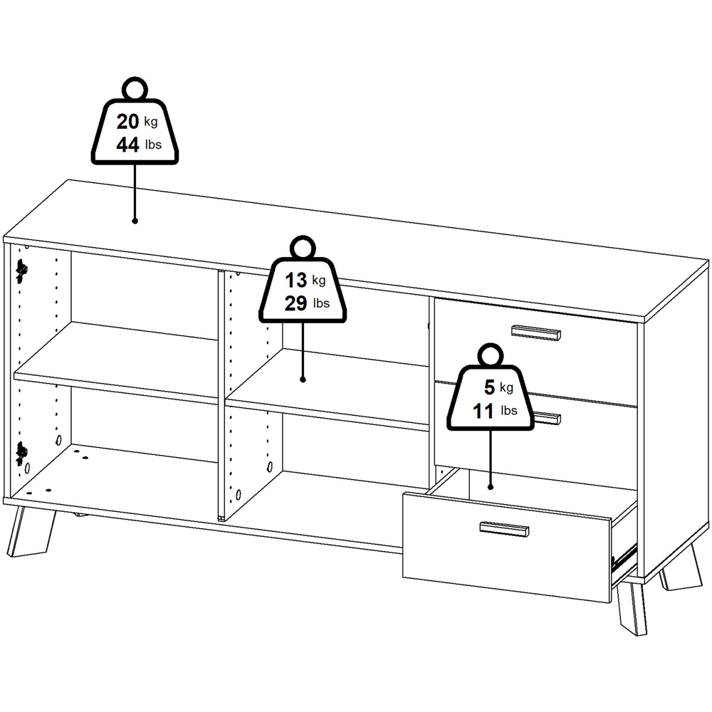 Furniture To Go 2 Door 3 Drawer White and Brown Sideboard Image 7
