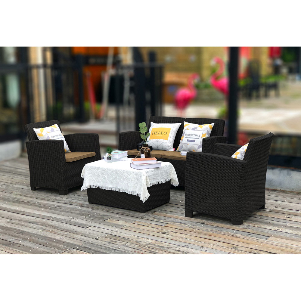 Centurion Supports Santana Rattan 4 Seater Lounge Set Dark Brown Image 9