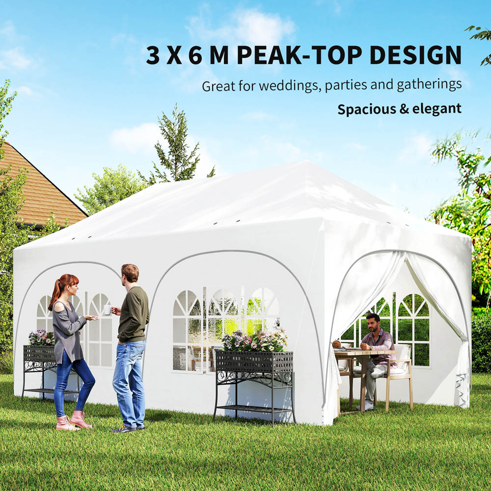 Outsunny 3 x 6m White Pop Up Gazebo with Detachable Sidewalls Image 4