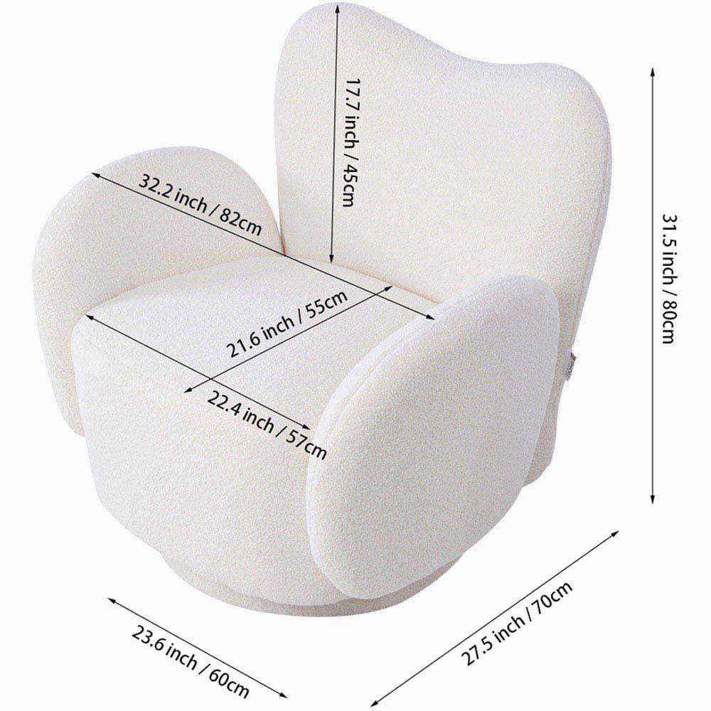 Living and Home White Teddy Fur Upholstered Swivel Armchair Image 8