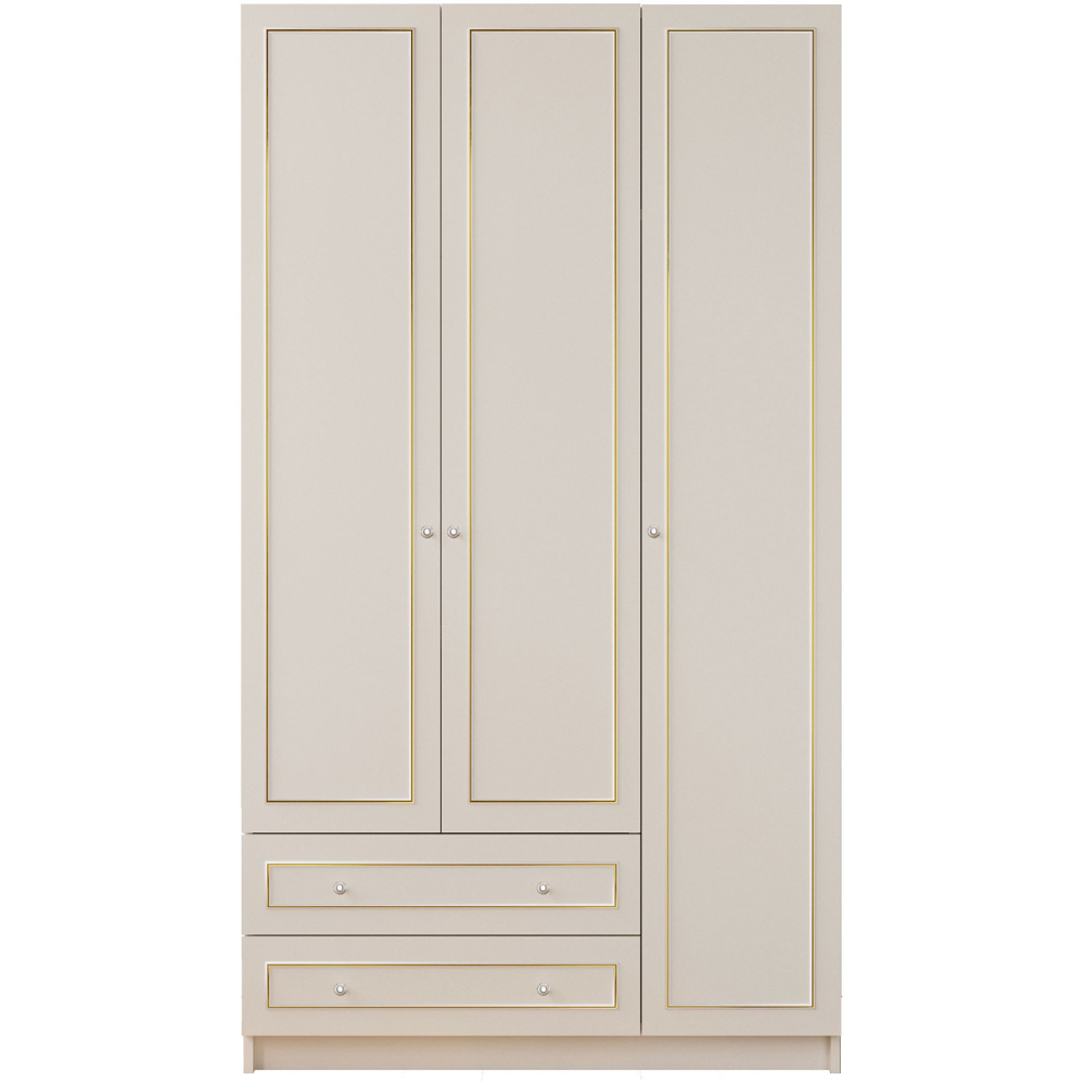 Evu MARIE 3 Door 2 Drawer Gold and White Wardrobe Image 3