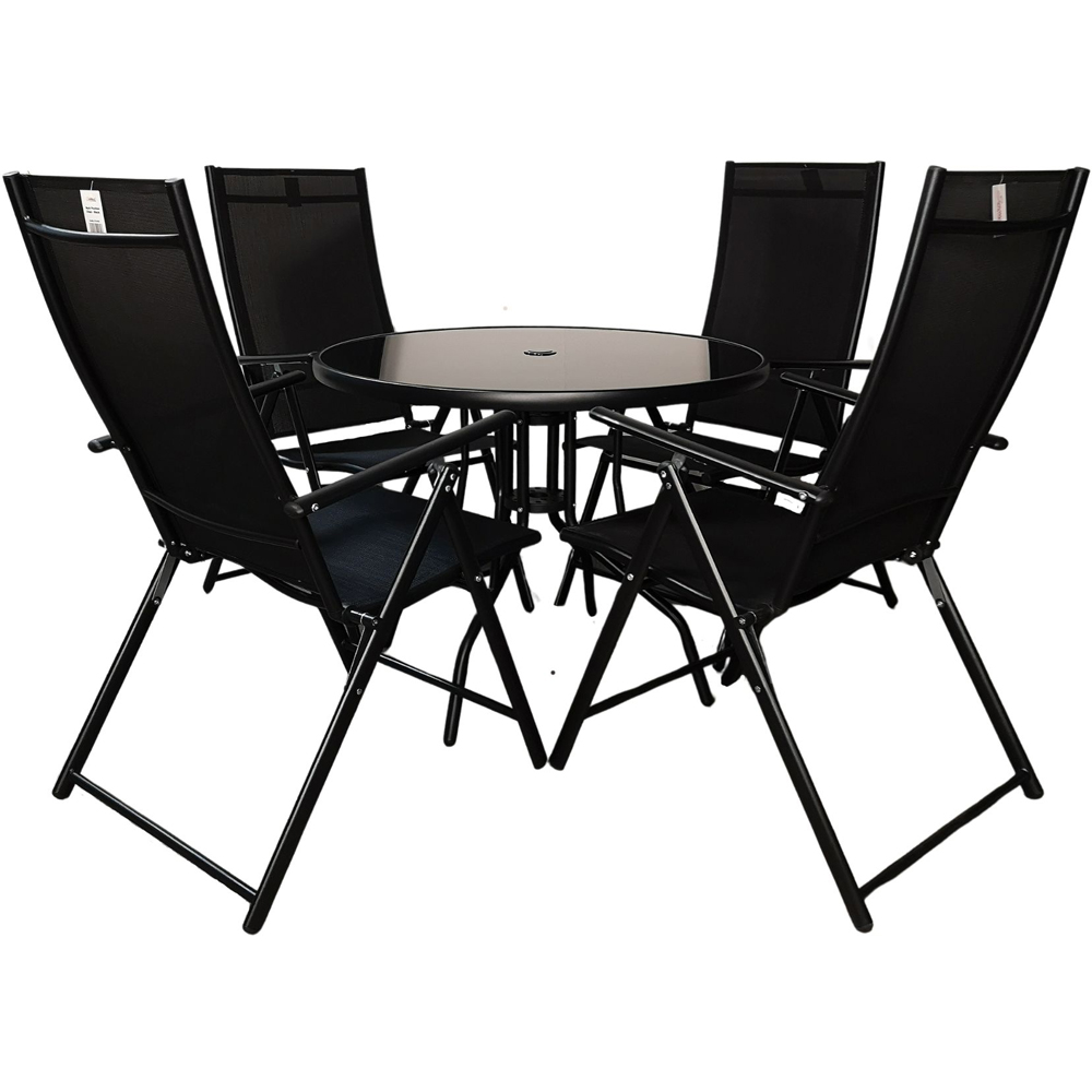 Samuel Alexander 4 Seater Round Outdoor Recliner Dining Set Black Image 2