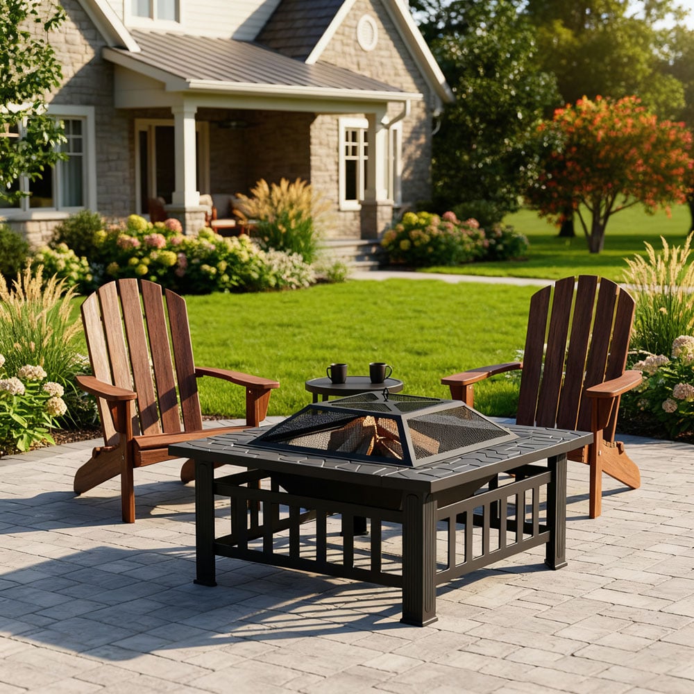 31" Patio Square Fire Pit Table for BBQ Image 6