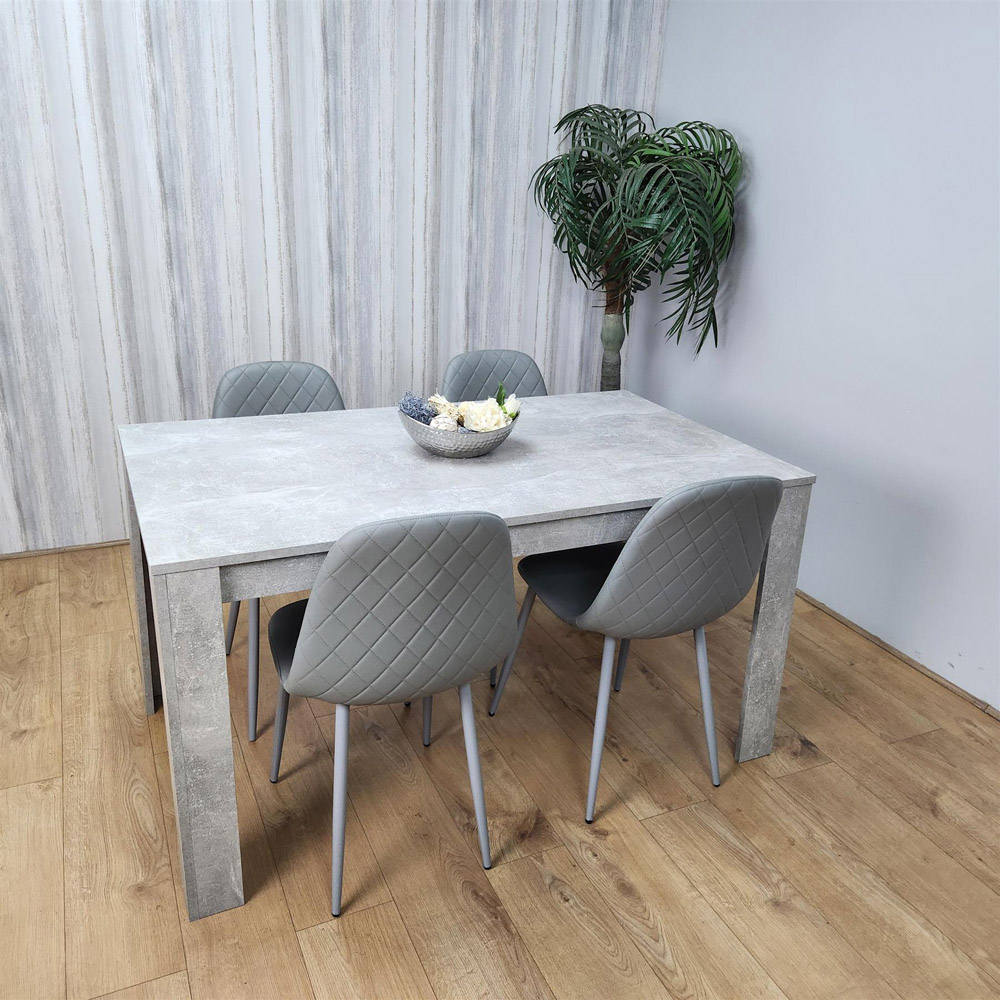 Portland 4 Seater Dining Set Stone Grey Effect and Grey Image 2