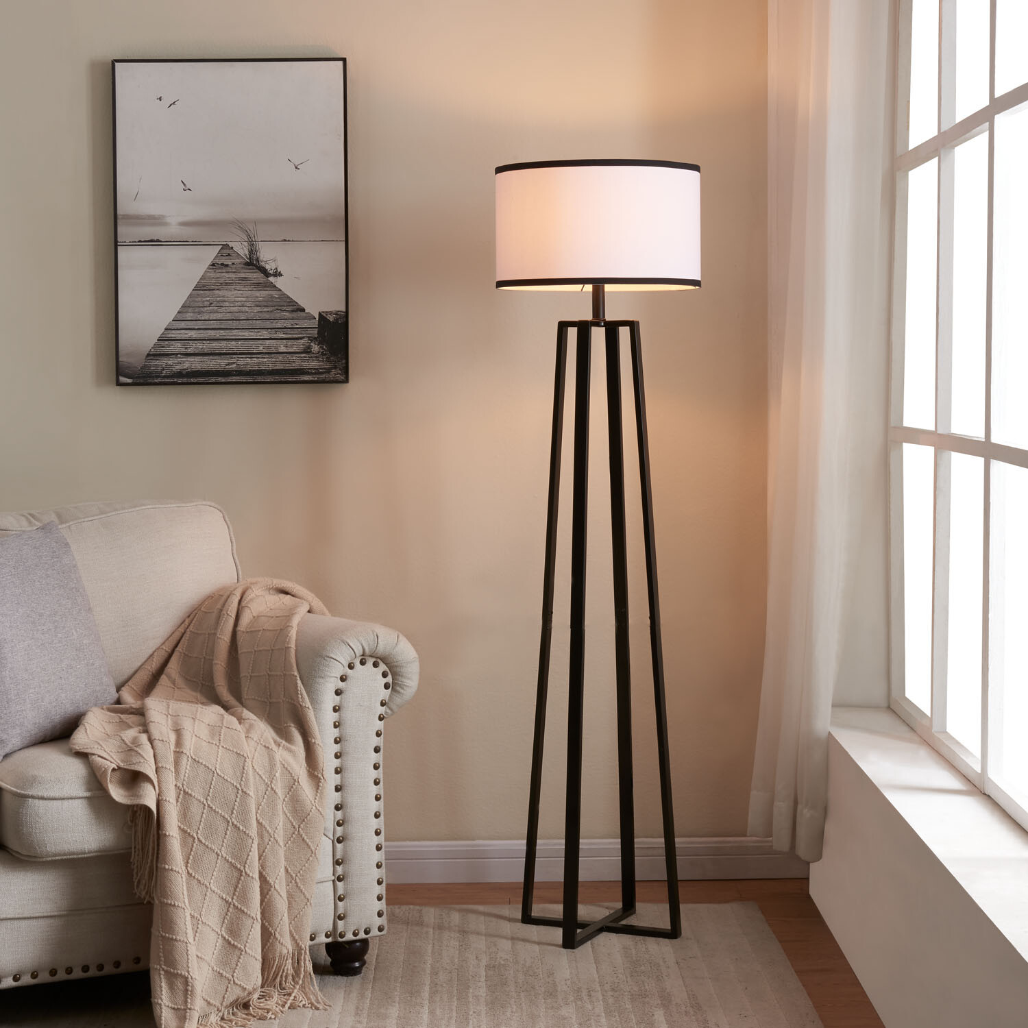 Soho Black and White Floor Lamp Image 2