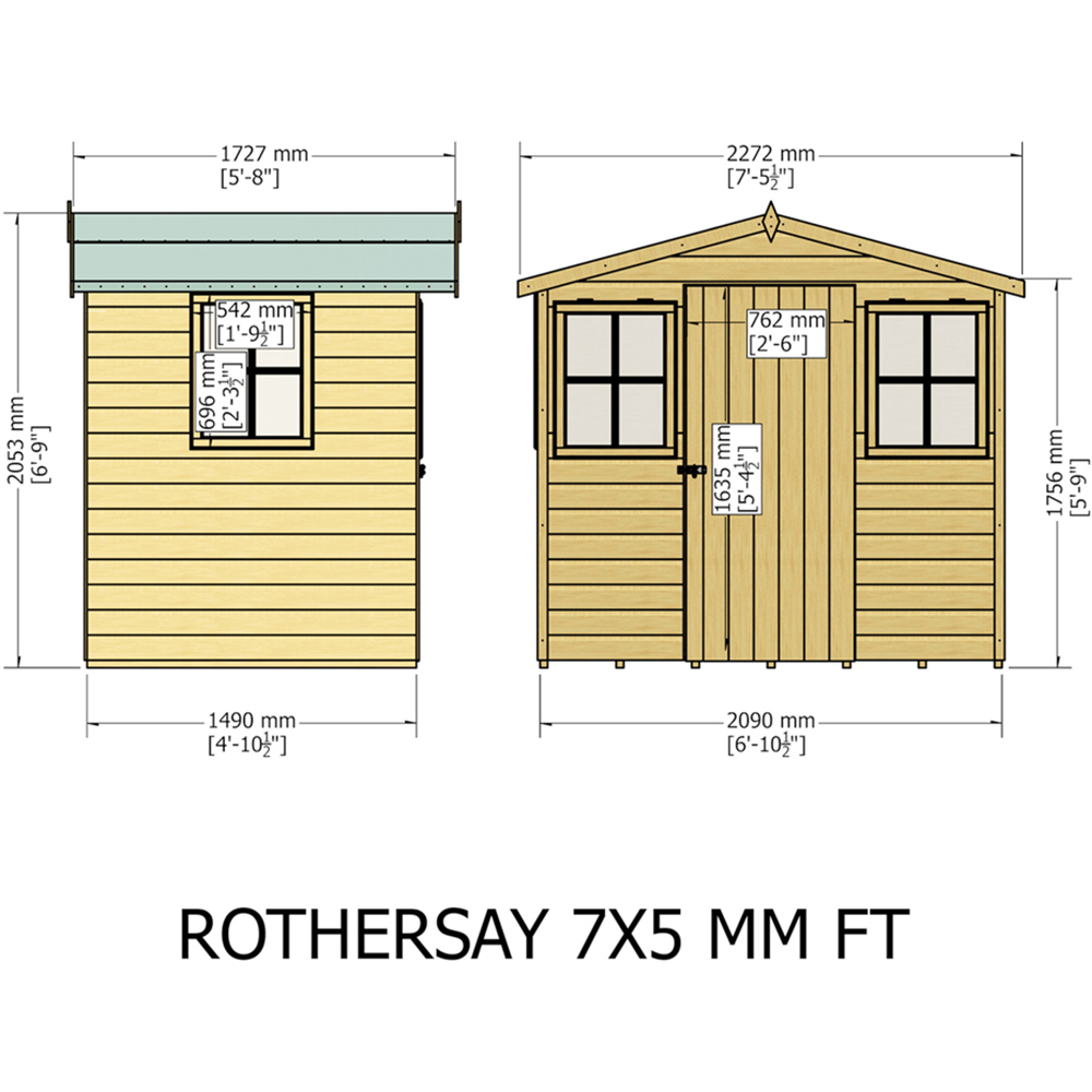 Shire Rothesay 7 x 5ft Shiplap Apex Garden Shed Image 6