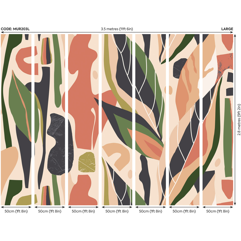 Origin Murals Abstract Leaf Shapes Wall Mural Image 3