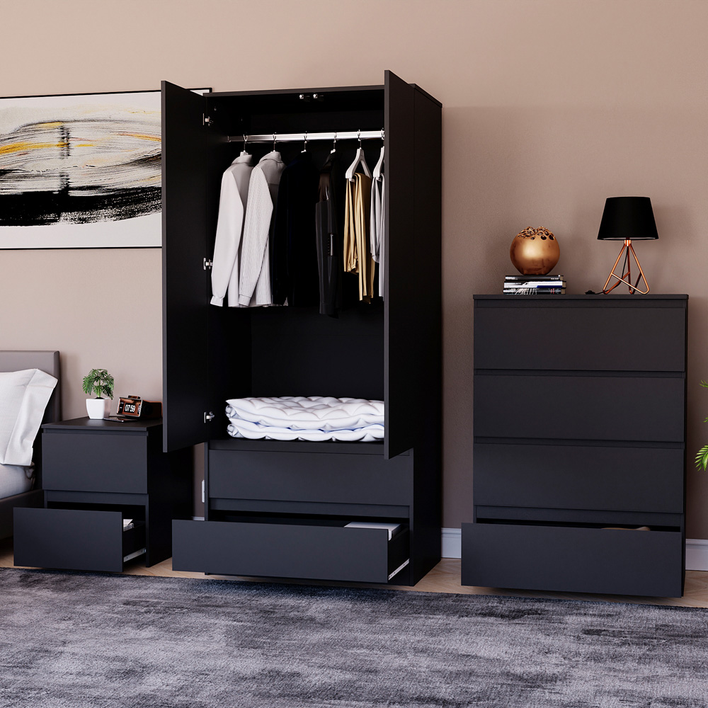 Vida Designs Denver Black 3 Piece Bedroom Furniture Set Image 5