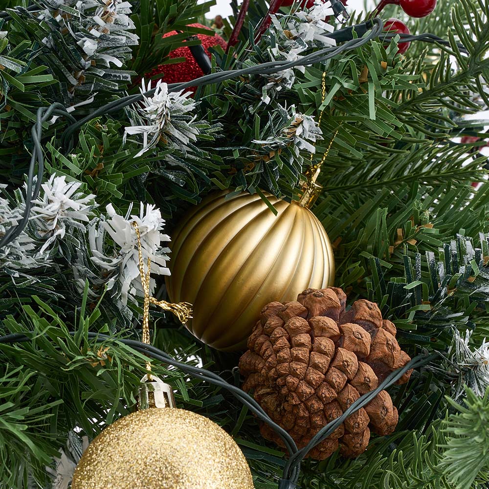 Living and Home Pre-Lit Christmas Planter Bush with Frosted Foliage 60cm 2 Pack Image 4