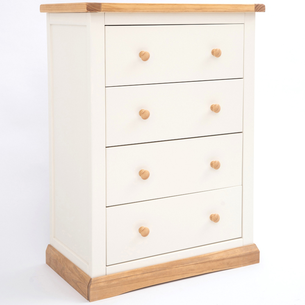 Cabinet Bits Trevi 4 Drawer Off White Wood Knob Chest of Drawers Image 3