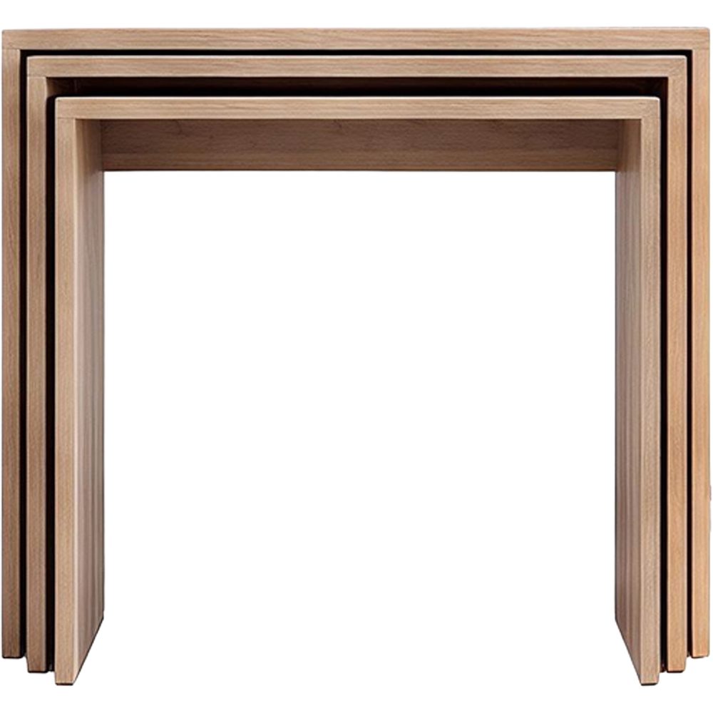 FWStyle Oak Effect Scratch Resistant Nest of Tables Set of 3 Image 3