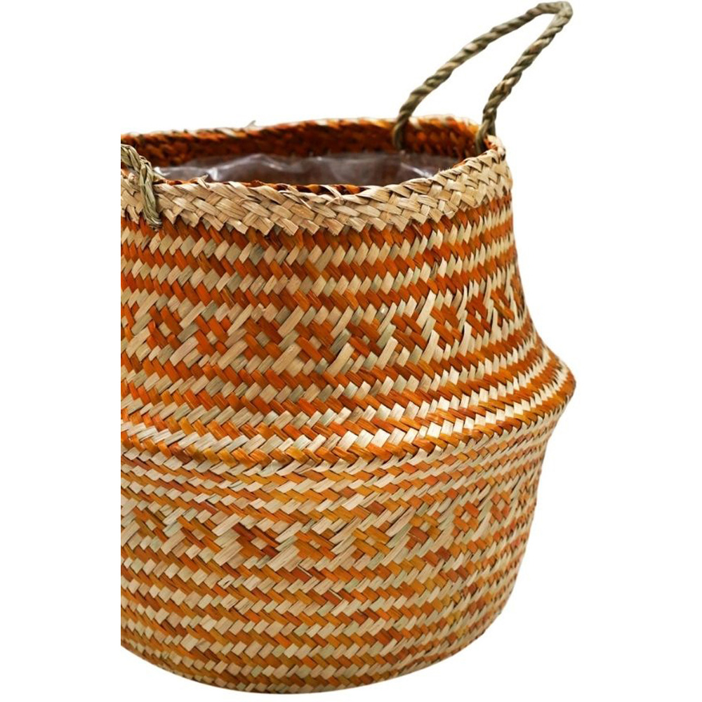 Ivyline Natural Seagrass Tribal Amber Lined Small Basket 25 x 30cm Image 2