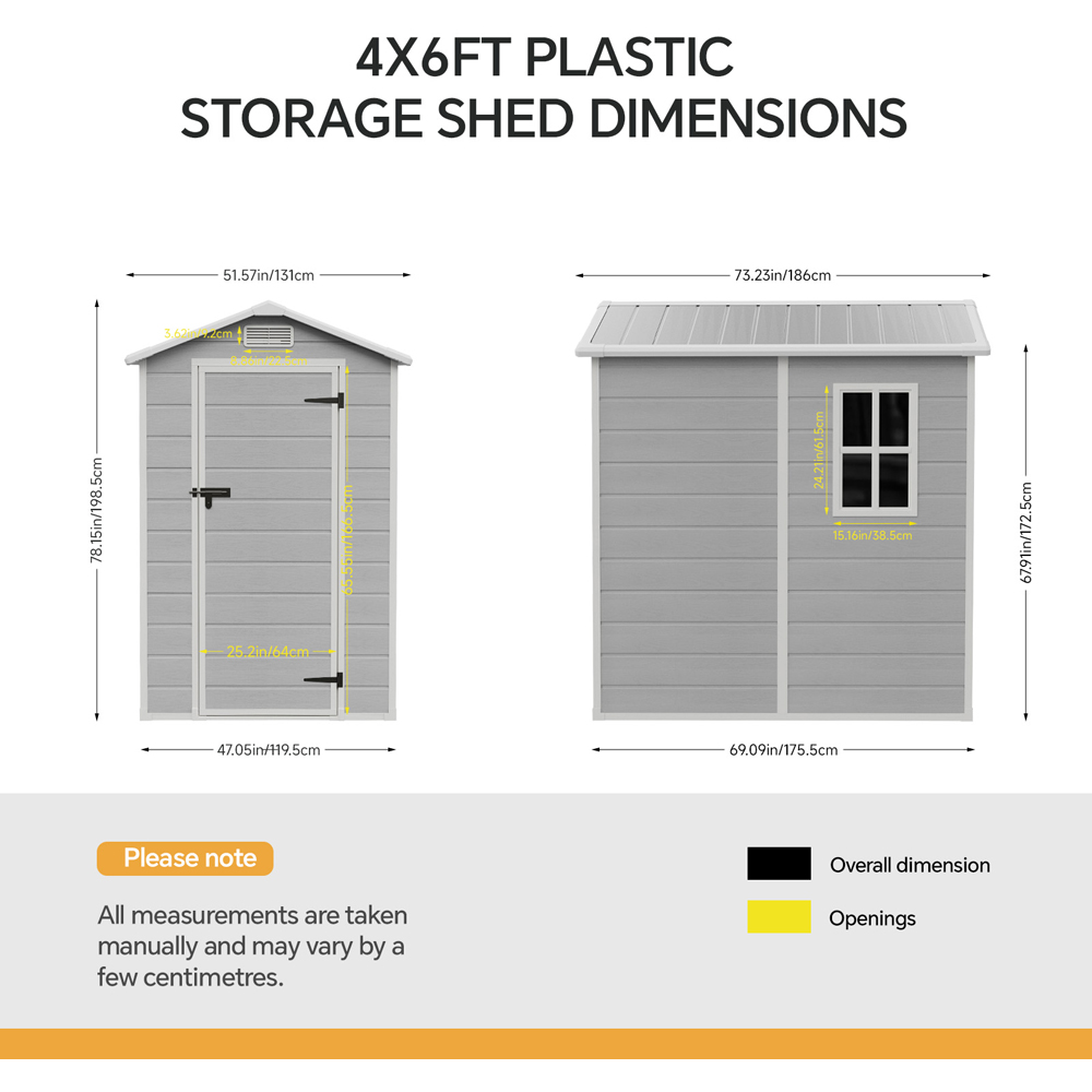 Living and Home 4 x 6ft Smokey Grey Wood Grain Plastic Garden Storage Shed with Floor Image 9