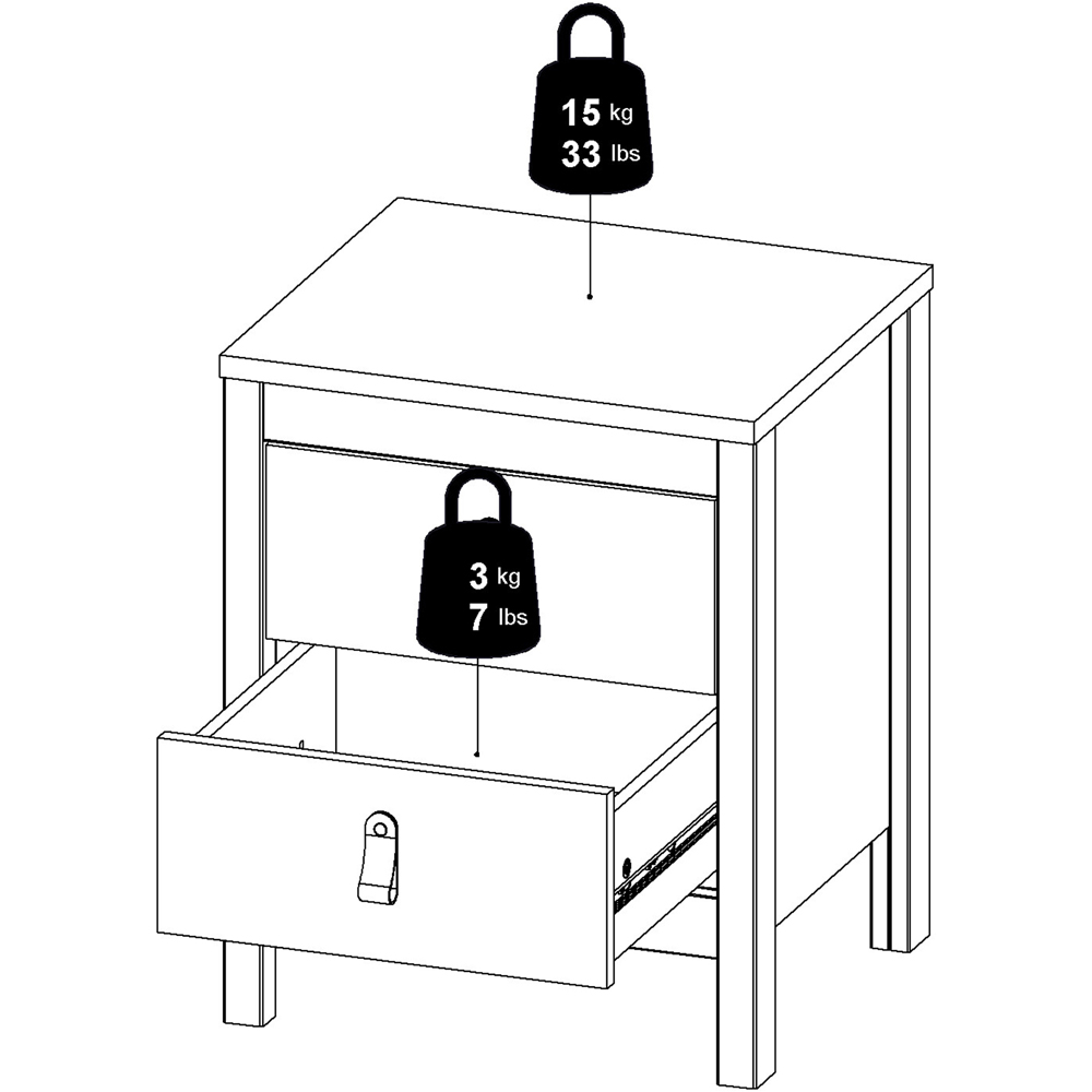 Florence Barcelona 2 Drawer White Bedside Table Image 9