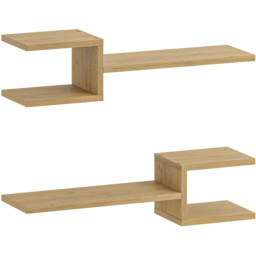 Decortie Fork Oak Modern Floating Shelf Set of 2 Image 2