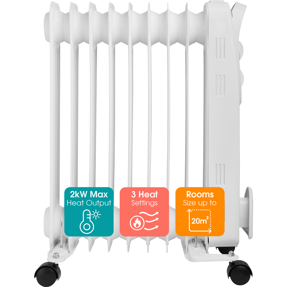Abode AOFR9003 White 9 Fin 2kW Oil Filled Radiator Image 5