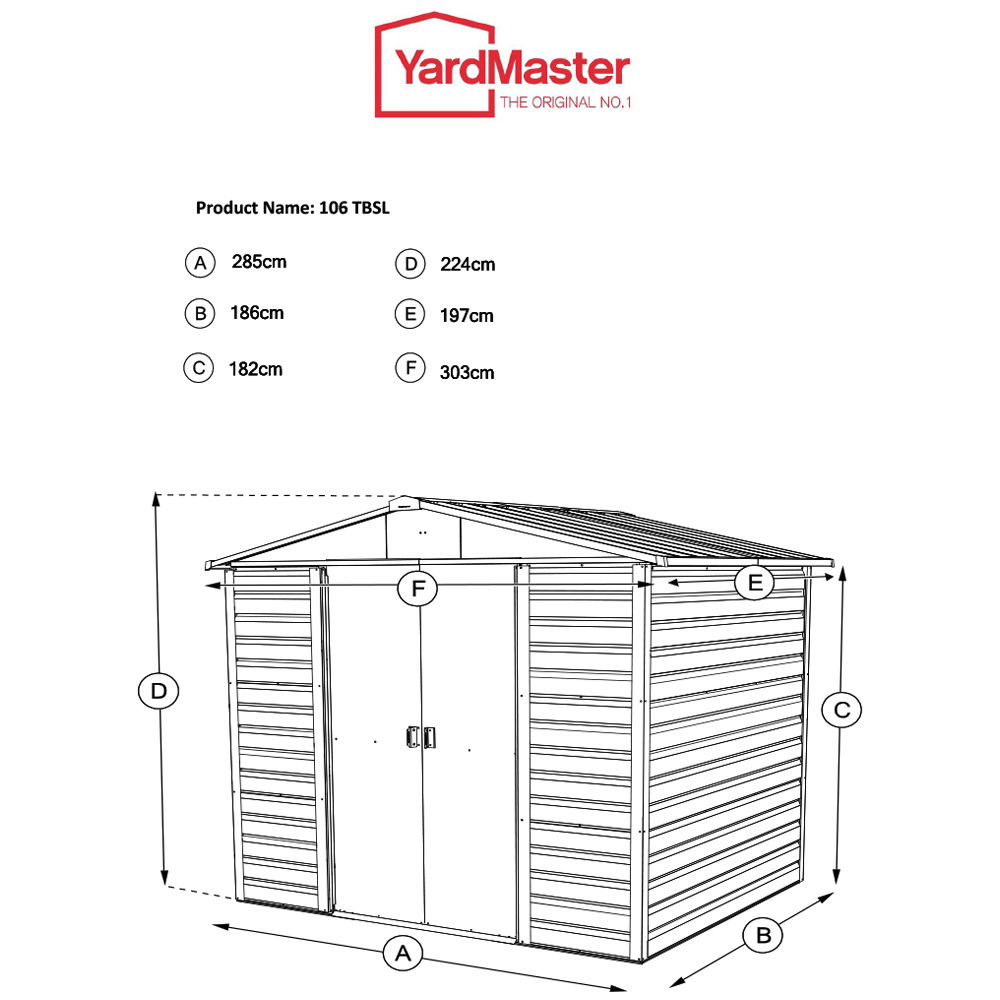 Yardmaster 10 x 6ft Shiplap Deluxe Apex Metal Storage Shed Image 9
