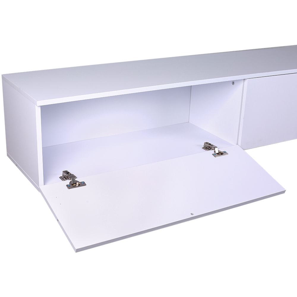 Living and Home White 2 Flip Down Drawer Wall Mounted TV Stand Image 5