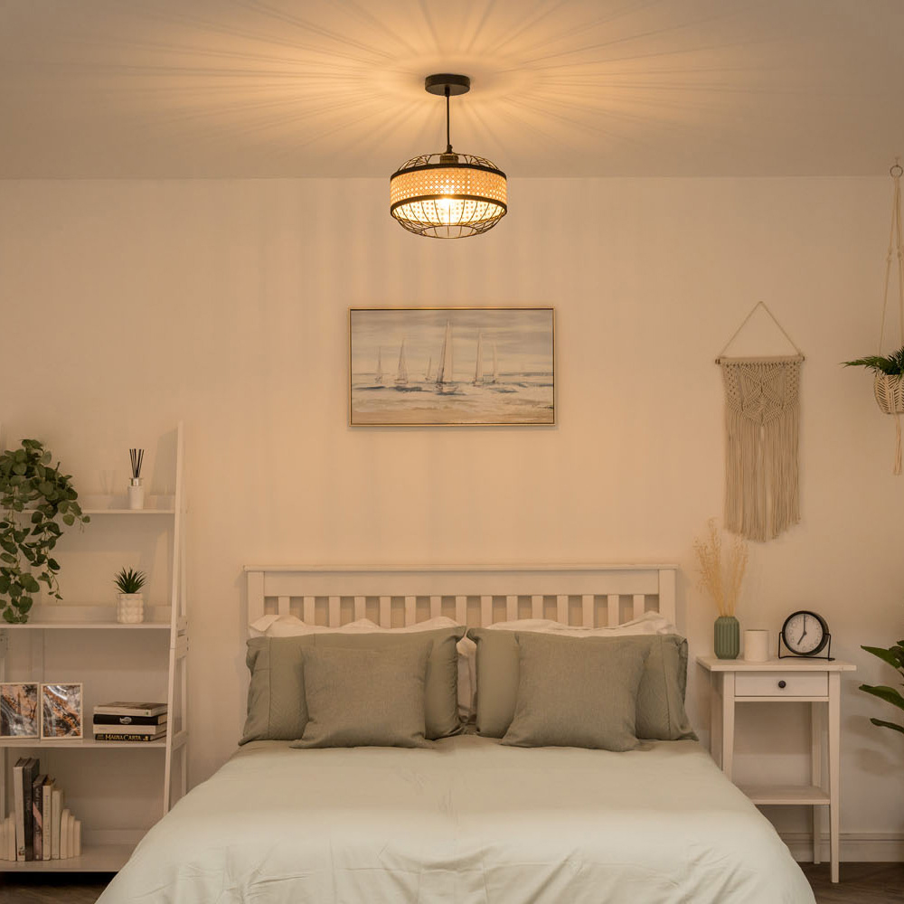 ValueLights Vimet Wicker Black Pendant Lamp Shade Image 4