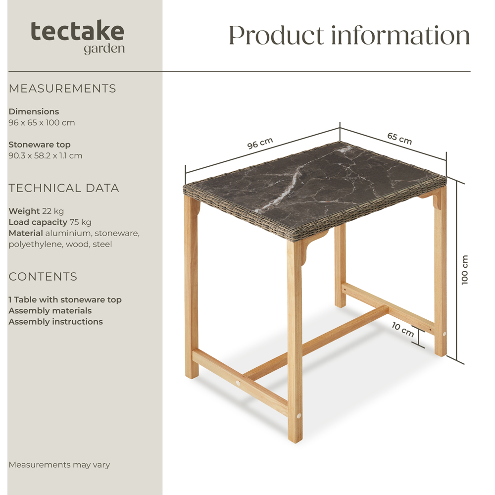 tectake 4 Seater Nature Polyrattan Garden Bar Bistro Table Image 9
