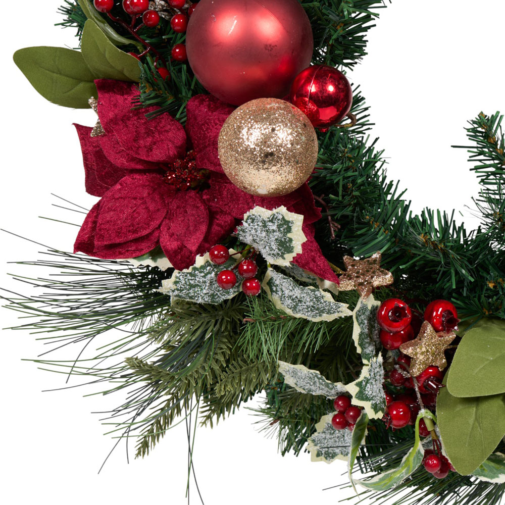 Traditional Bauble Poinsettia Wreath Image 2