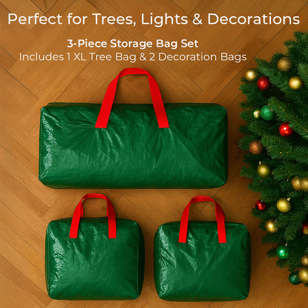 Neo 3 Piece Tree Light and Decoration Secure Seasonal Storage Bag Set ...