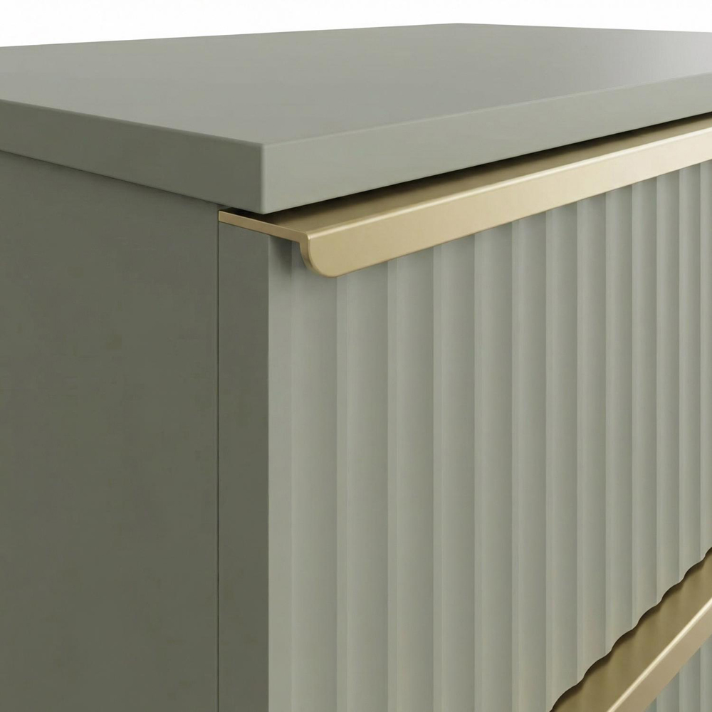 FWStyle Lania Green 8 Drawer Scalloped Chest of Drawers with Gold Metal Handles Image 3