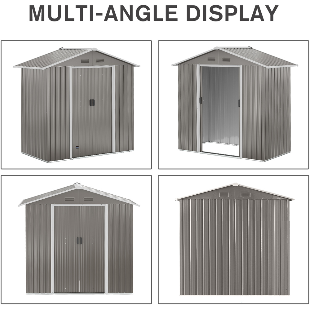 Outsunny 6.5 x 3.5ft 2 Door Grey Metal Garden Storage Shed Image 4