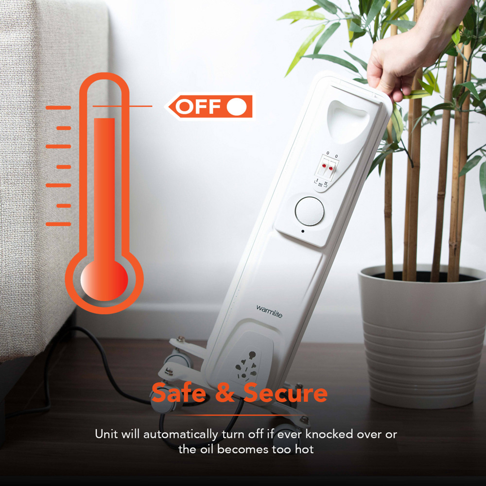 Warmlite 7 Fin White Oil Filled Radiator with Adjustable Thermostat 1500W Image 7