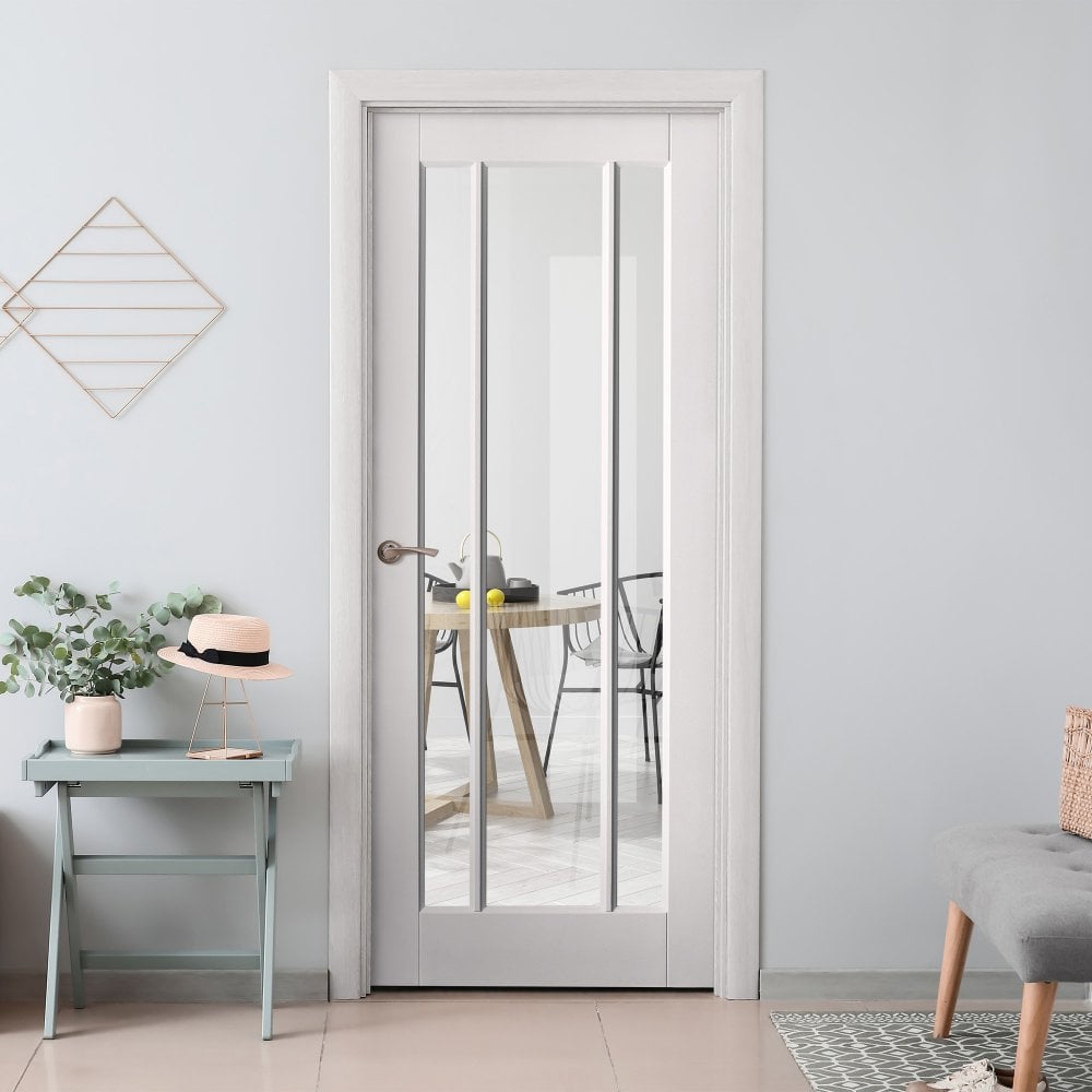 Toledo White Primed 3 Light Clear Glass Internal Door 1981 x 610 x 35mm Image 2