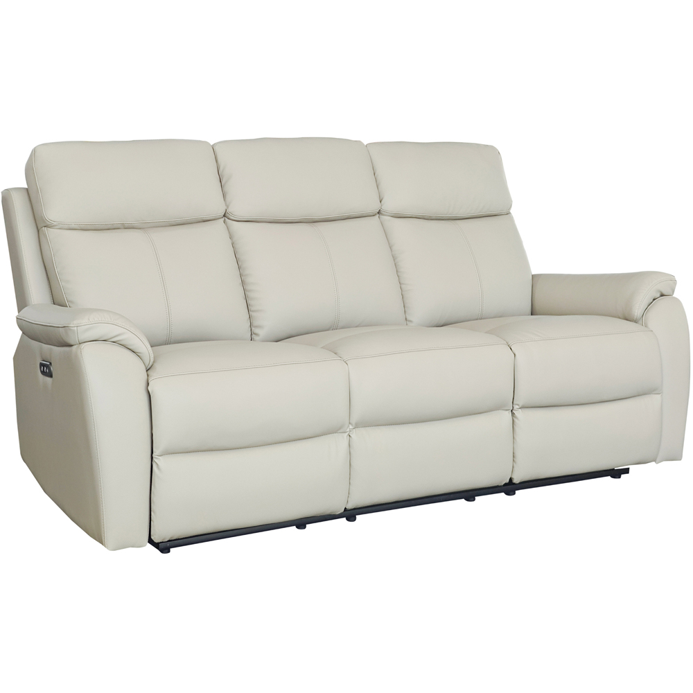 Aspire Kingsmere 3 Seater Light Grey Leather Power Recliner Sofa Image 2