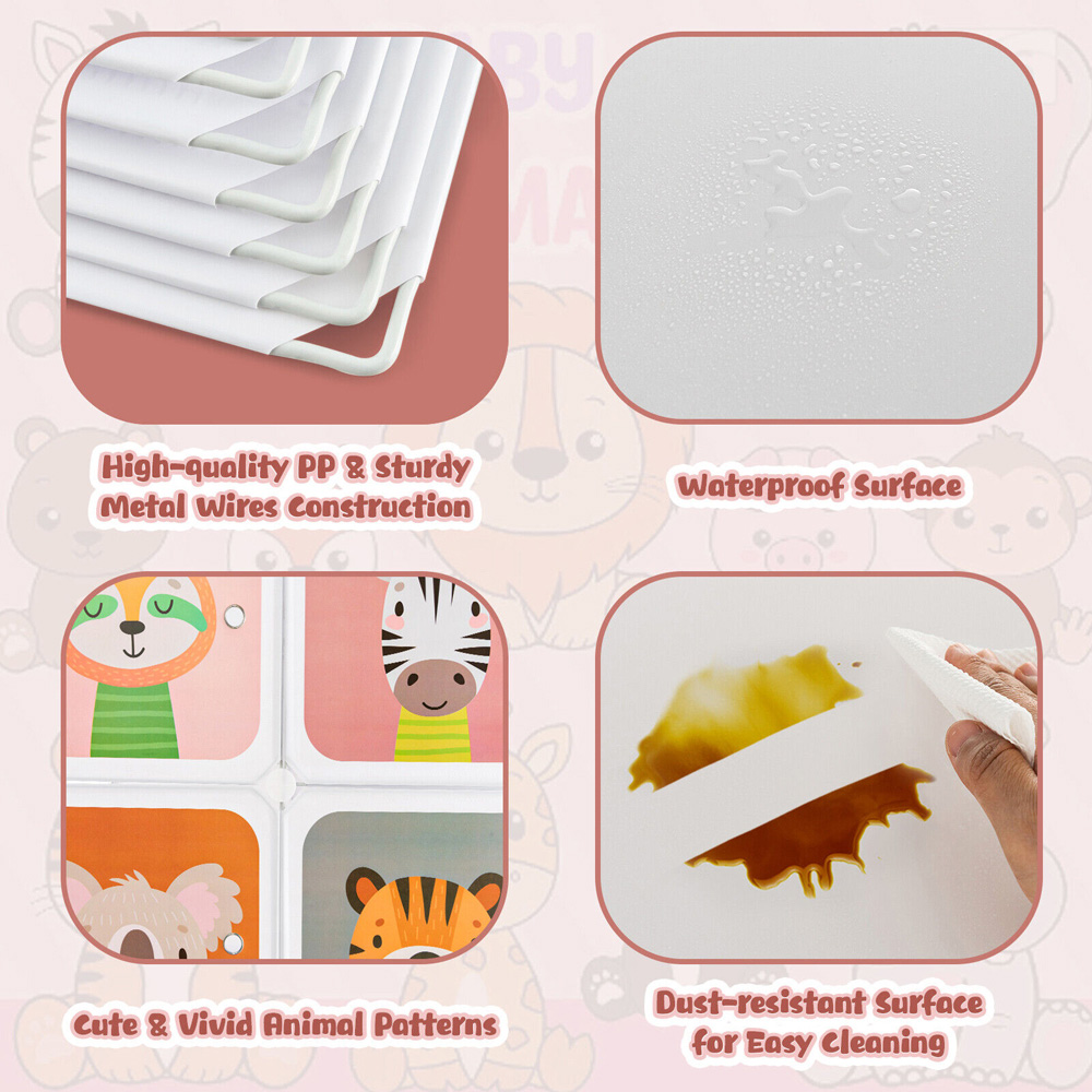 Costway 8 Cube Portable Kids Wardrobe with Hanging Section Image 4